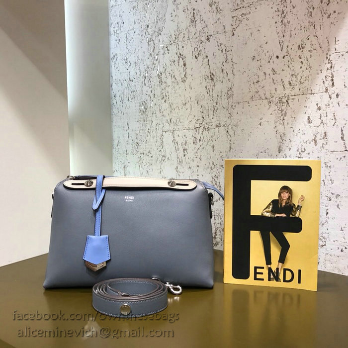 Fendi By The Way Regular Boston Bag Blue and White F81491