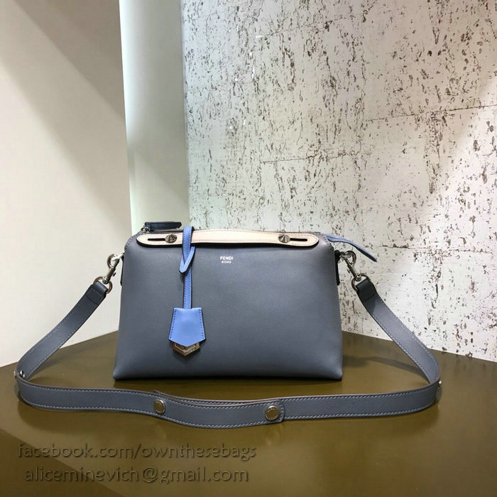 Fendi By The Way Regular Boston Bag Blue and White F81491