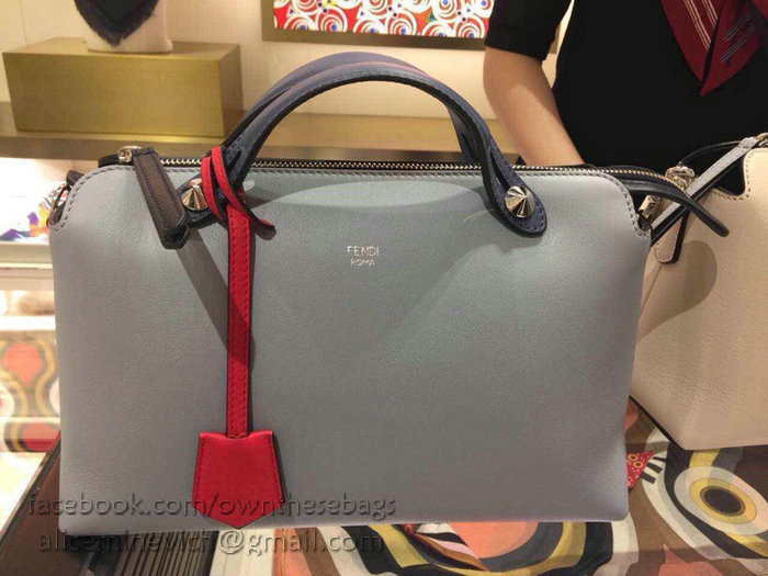 Fendi By The Way Regular Boston Bag Grey and Blue F81491