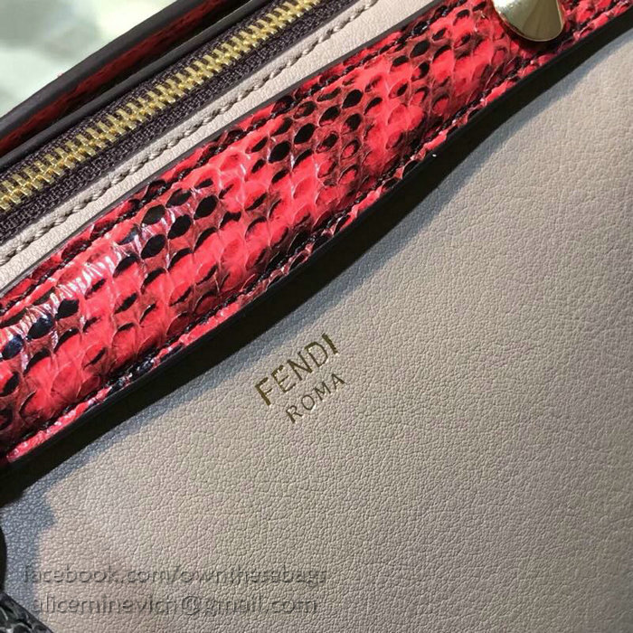 Fendi By The Way Regular Boston Bag Grey and Red F871491