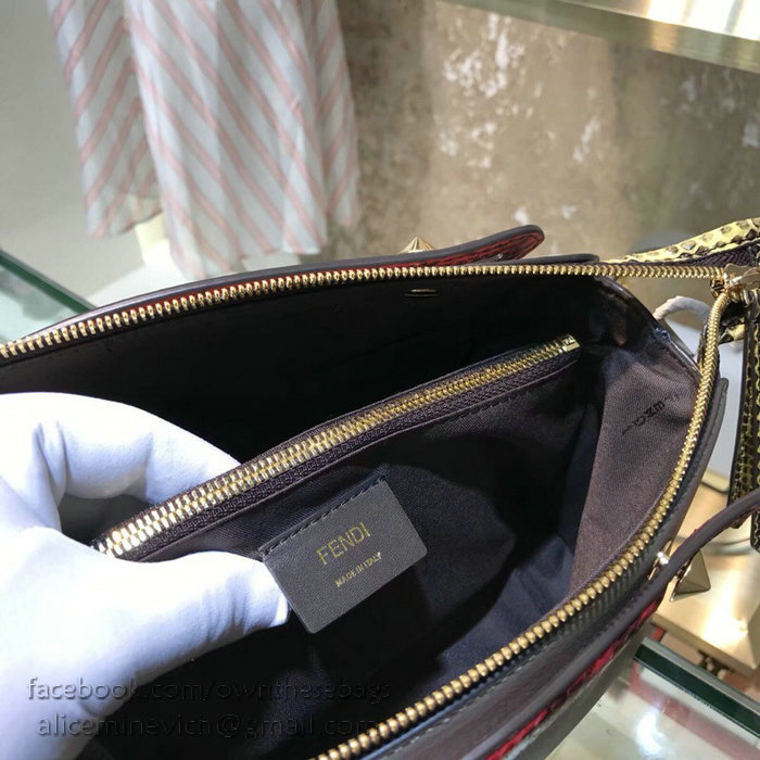 Fendi By The Way Regular Boston Bag Grey and Red F871491