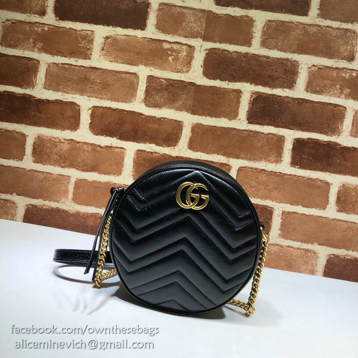 Gucci GG Marmont Mini Round Shoulder Bag Black 550154