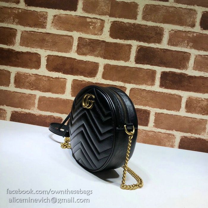 Gucci GG Marmont Mini Round Shoulder Bag Black 550154