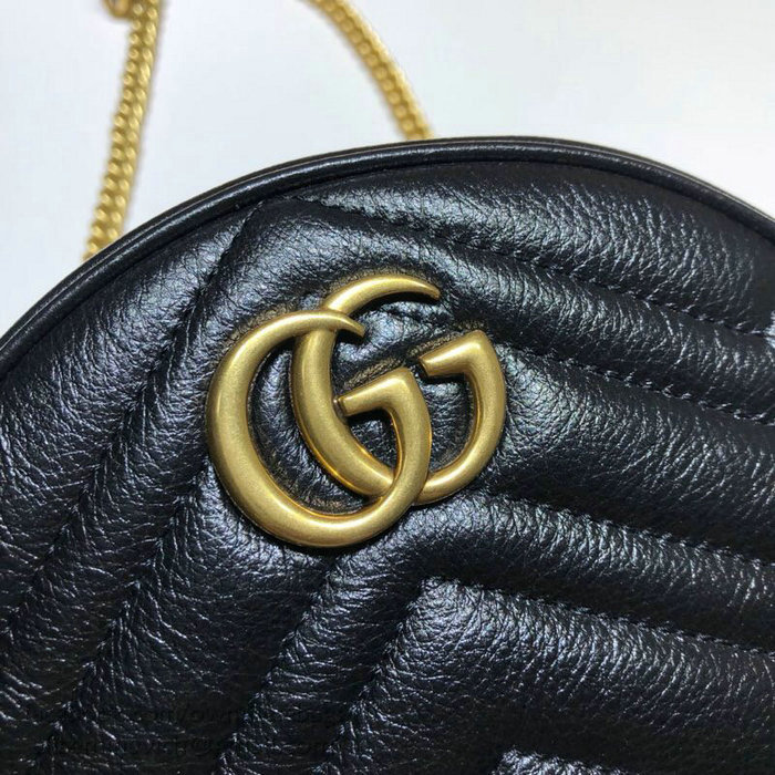 Gucci GG Marmont Mini Round Shoulder Bag Black 550154