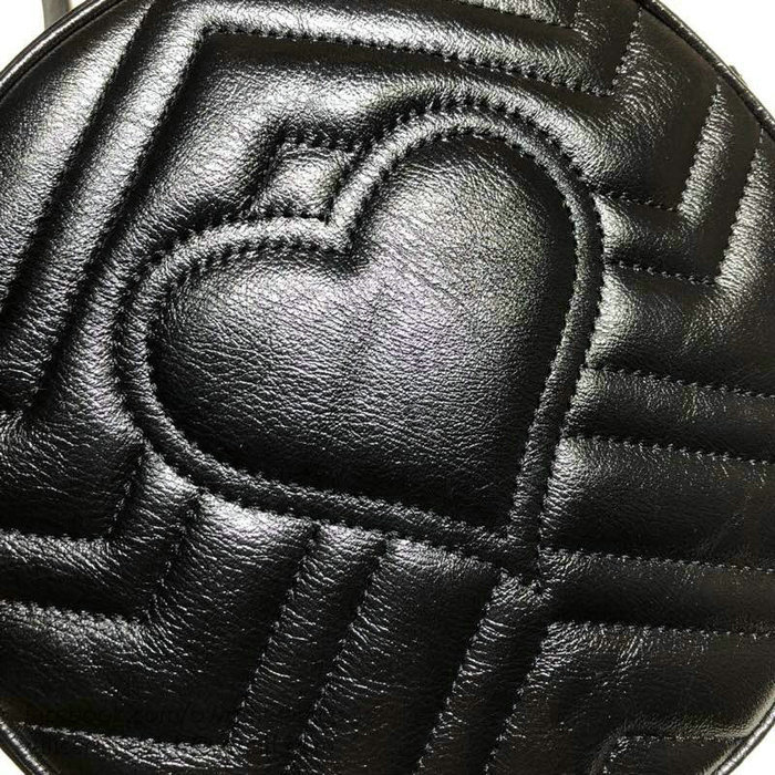 Gucci GG Marmont Mini Round Shoulder Bag Black 550154