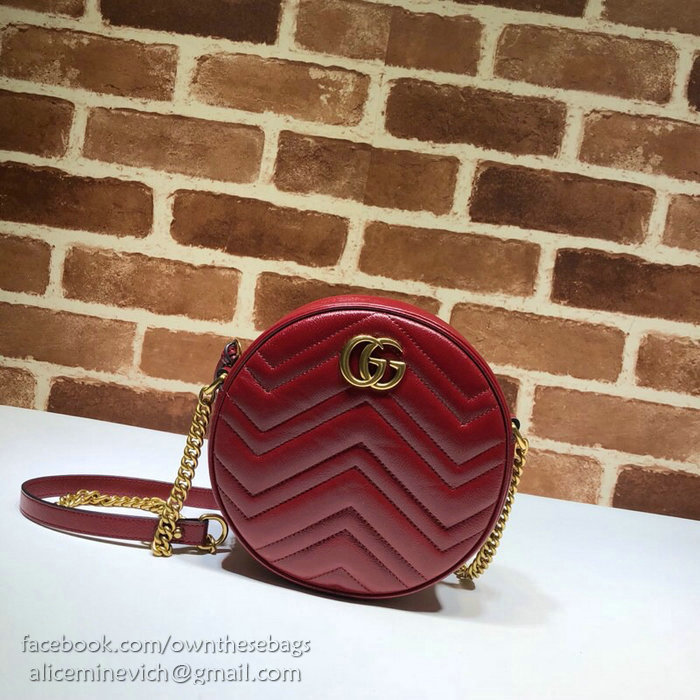 Gucci GG Marmont Mini Round Shoulder Bag Red 550154