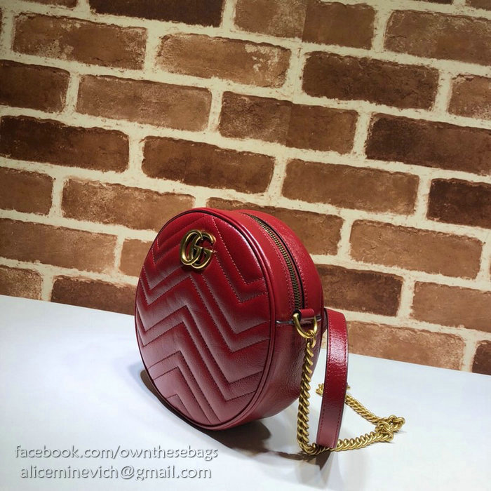 Gucci GG Marmont Mini Round Shoulder Bag Red 550154