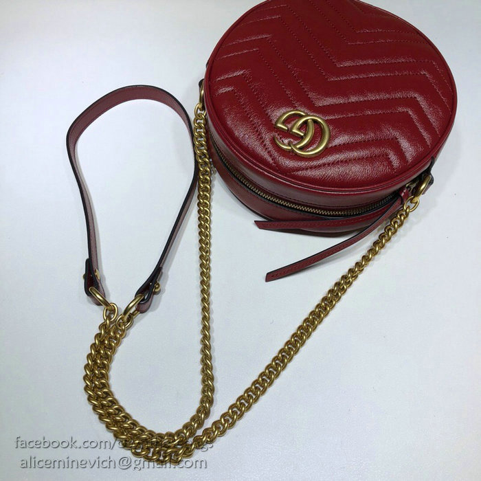 Gucci GG Marmont Mini Round Shoulder Bag Red 550154