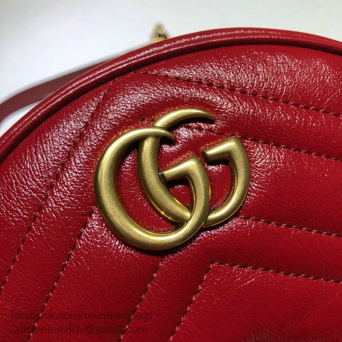 Gucci GG Marmont Mini Round Shoulder Bag Red 550154