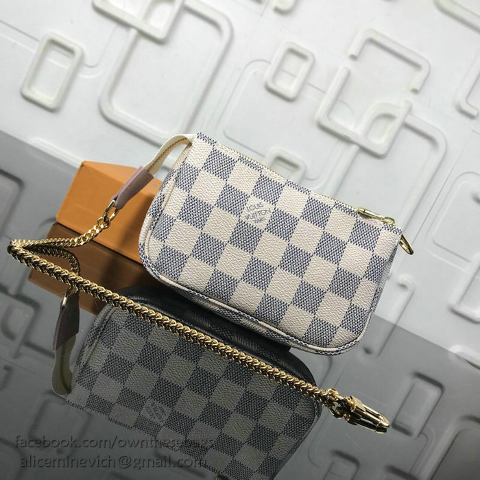 Louis Vuitton Damier Azur Canvas Mini Pochette Accessoires N64451