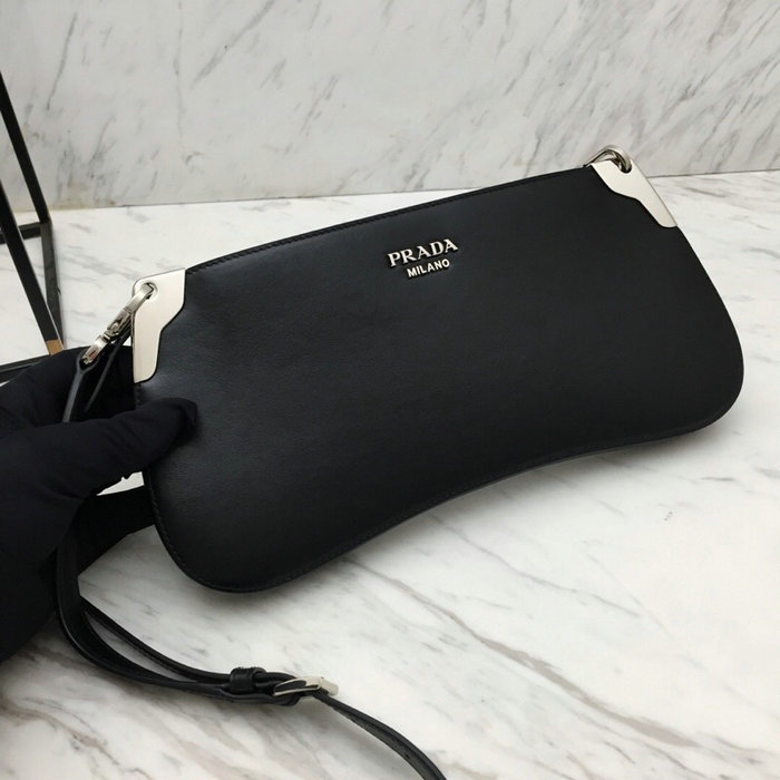 Prada Sidonie Leather Shoulder Bag Black 1BH111