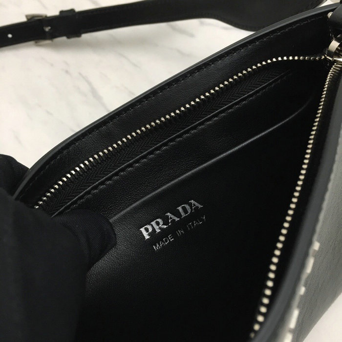 Prada Sidonie Leather Shoulder Bag Black 1BH111