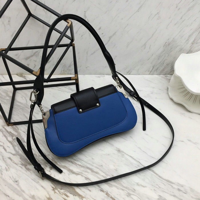 Prada Sidonie Leather Shoulder Bag Blue and Black 1BD168