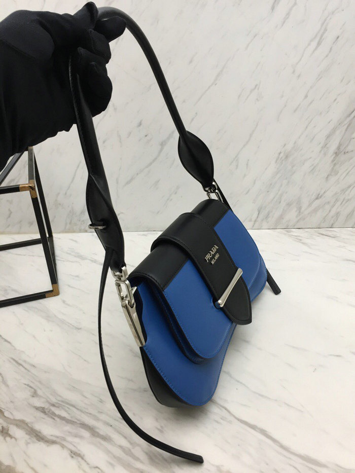 Prada Sidonie Leather Shoulder Bag Blue and Black 1BD168