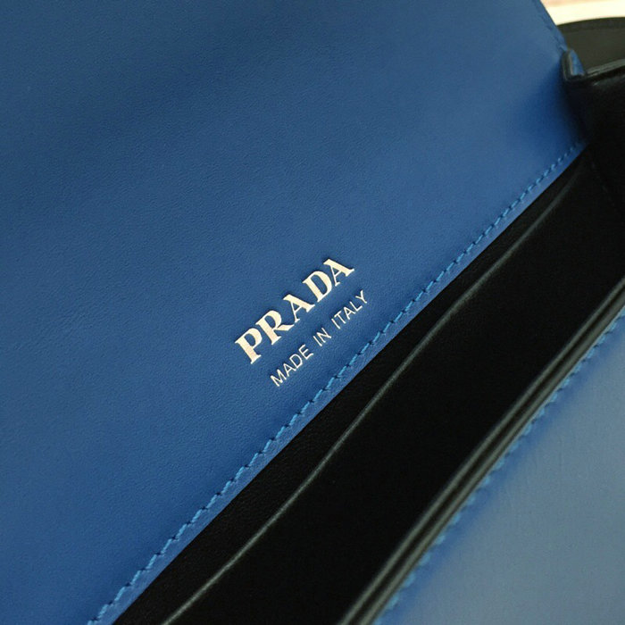 Prada Sidonie Leather Shoulder Bag Blue and Black 1BD168