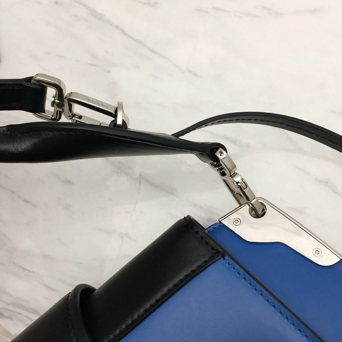 Prada Sidonie Leather Shoulder Bag Blue and Black 1BD168