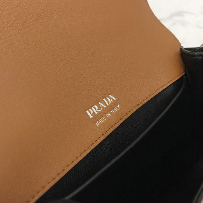 Prada Sidonie Leather Shoulder Bag Brown and Black 1BD168