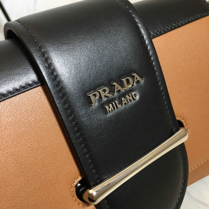 Prada Sidonie Leather Shoulder Bag Brown and Black 1BD168