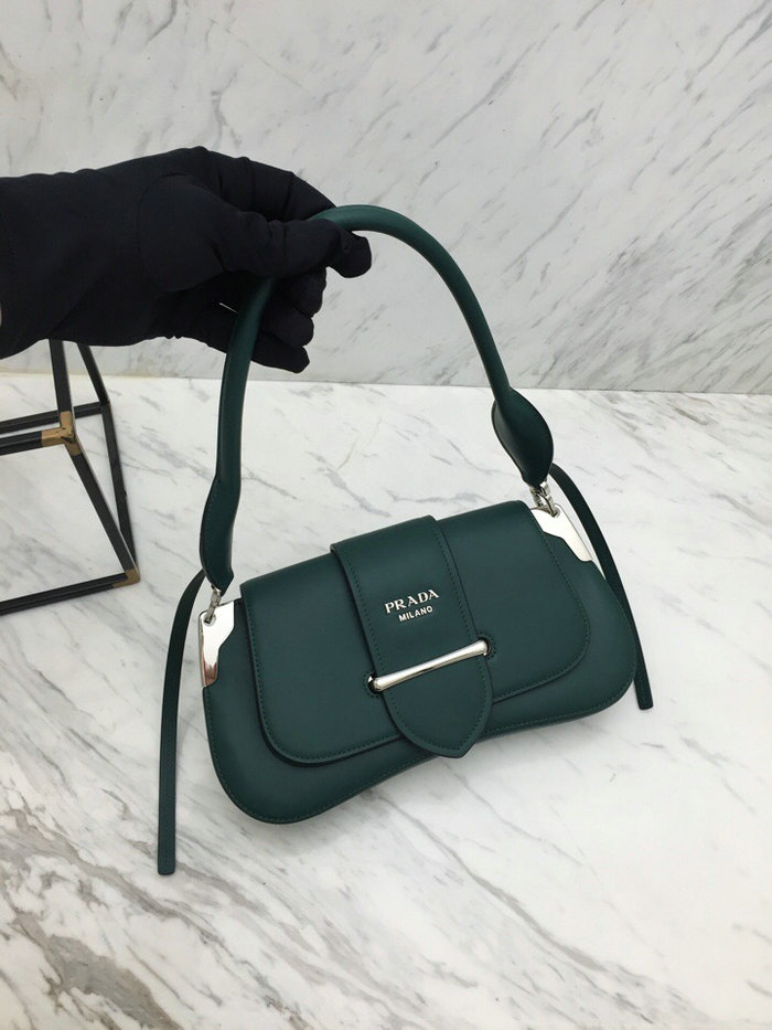 Prada Sidonie Leather Shoulder Bag Green 1BD168