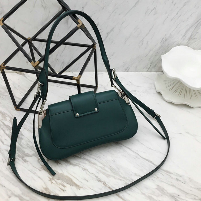 Prada Sidonie Leather Shoulder Bag Green 1BD168