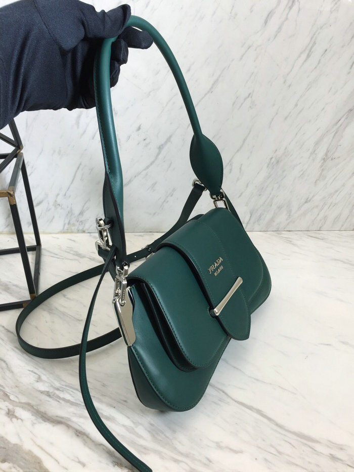 Prada Sidonie Leather Shoulder Bag Green 1BD168