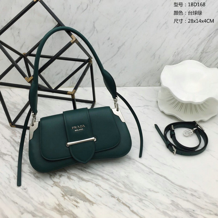 Prada Sidonie Leather Shoulder Bag Green 1BD168