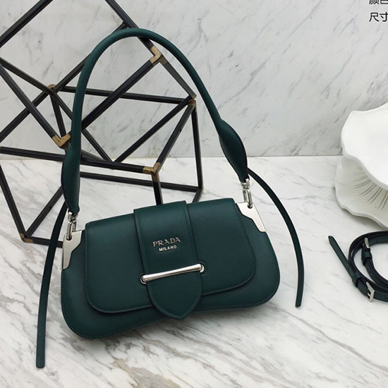 Prada Sidonie Leather Shoulder Bag Green 1BD168