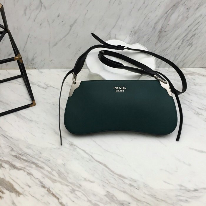 Prada Sidonie Leather Shoulder Bag Green 1BH111