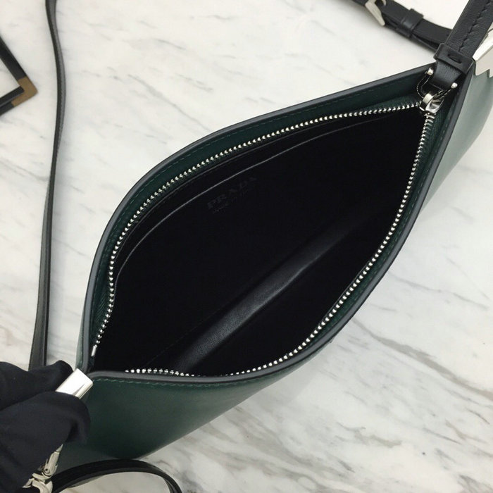 Prada Sidonie Leather Shoulder Bag Green 1BH111