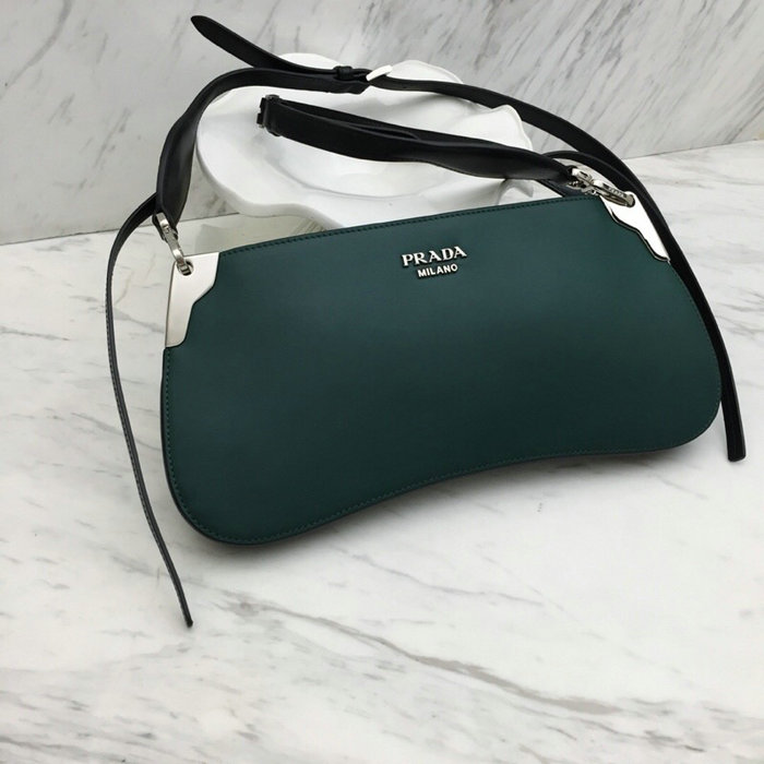 Prada Sidonie Leather Shoulder Bag Green 1BH111