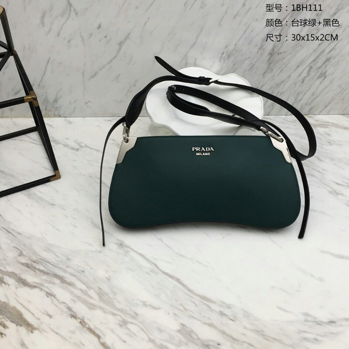 Prada Sidonie Leather Shoulder Bag Green 1BH111