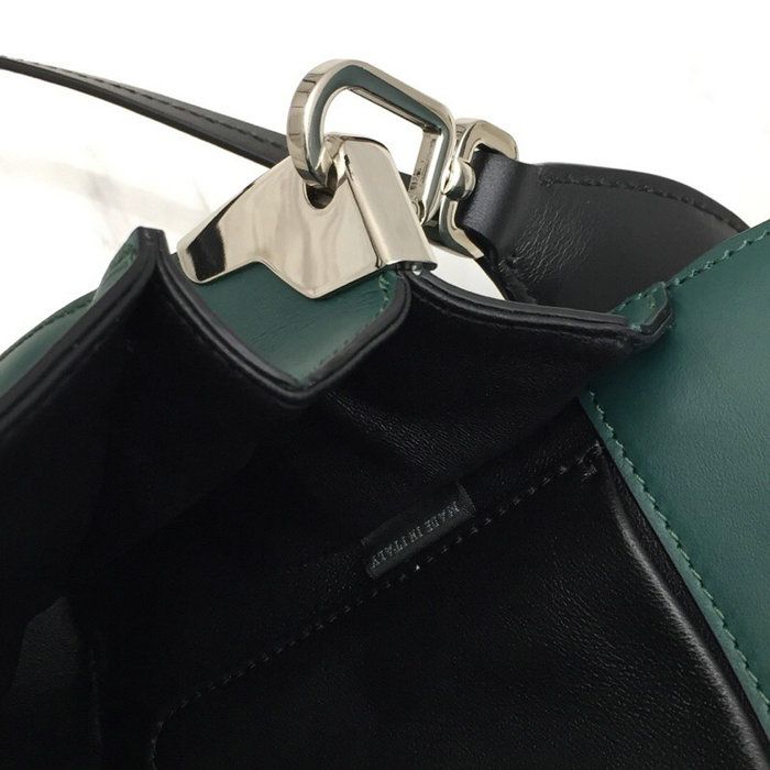 Prada Sidonie Leather Shoulder Bag Green and Black 1BD168