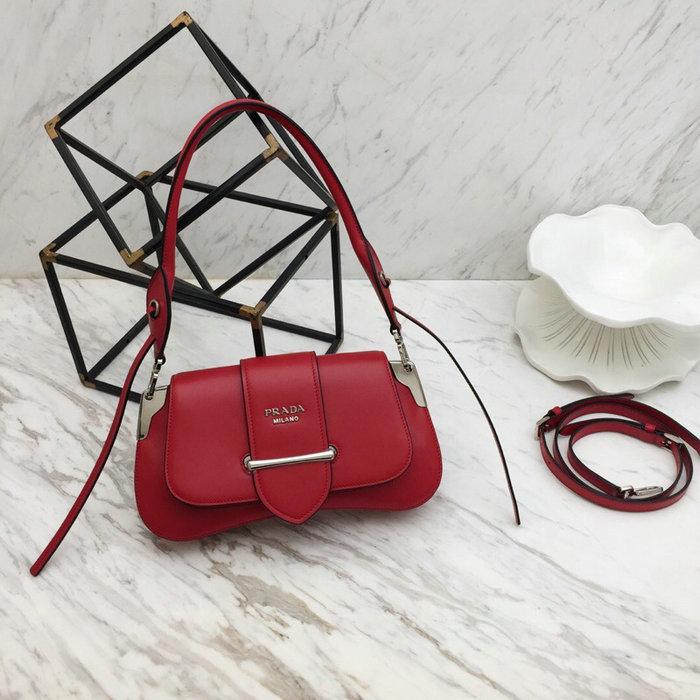 Prada Sidonie Leather Shoulder Bag Red 1BD168