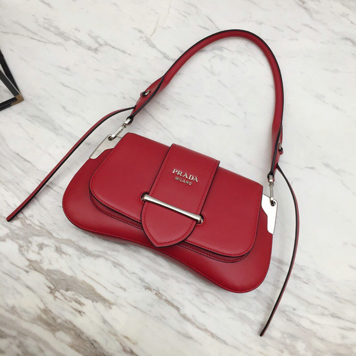 Prada Sidonie Leather Shoulder Bag Red 1BD168