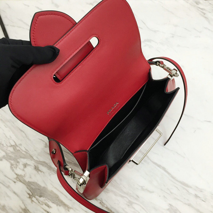 Prada Sidonie Leather Shoulder Bag Red 1BD168