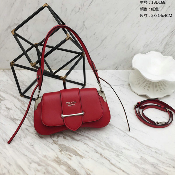 Prada Sidonie Leather Shoulder Bag Red 1BD168