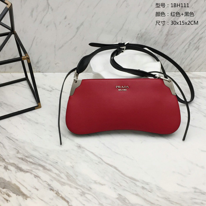 Prada Sidonie Leather Shoulder Bag Red 1BH111