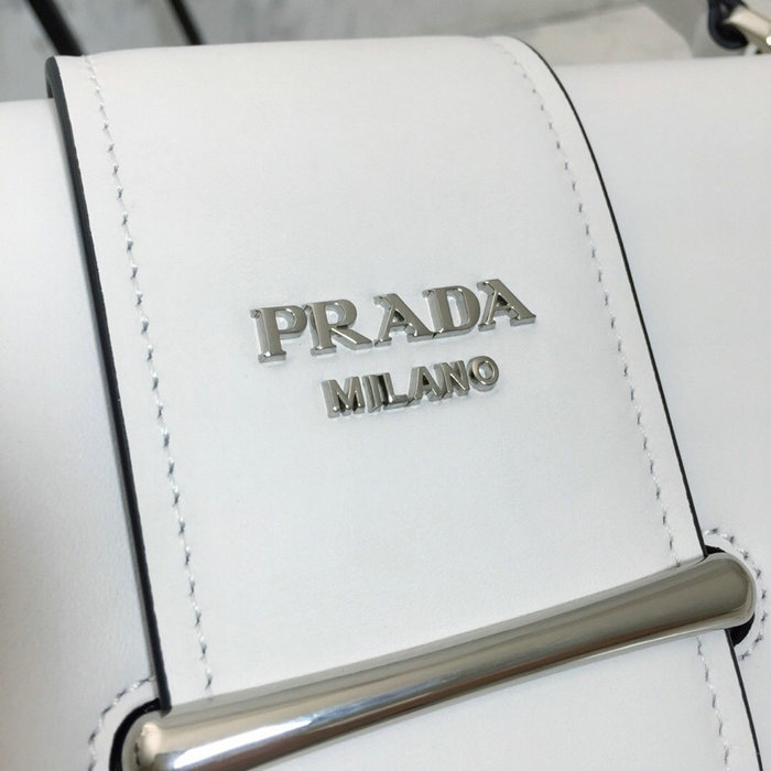 Prada Sidonie Leather Shoulder Bag White 1BD168