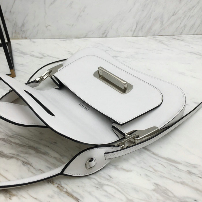 Prada Sidonie Leather Shoulder Bag White 1BD168