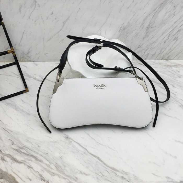 Prada Sidonie Leather Shoulder Bag White 1BH111