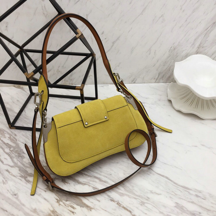 Prada Sidonie Suede Shoulder Bag Yellow 1BD168