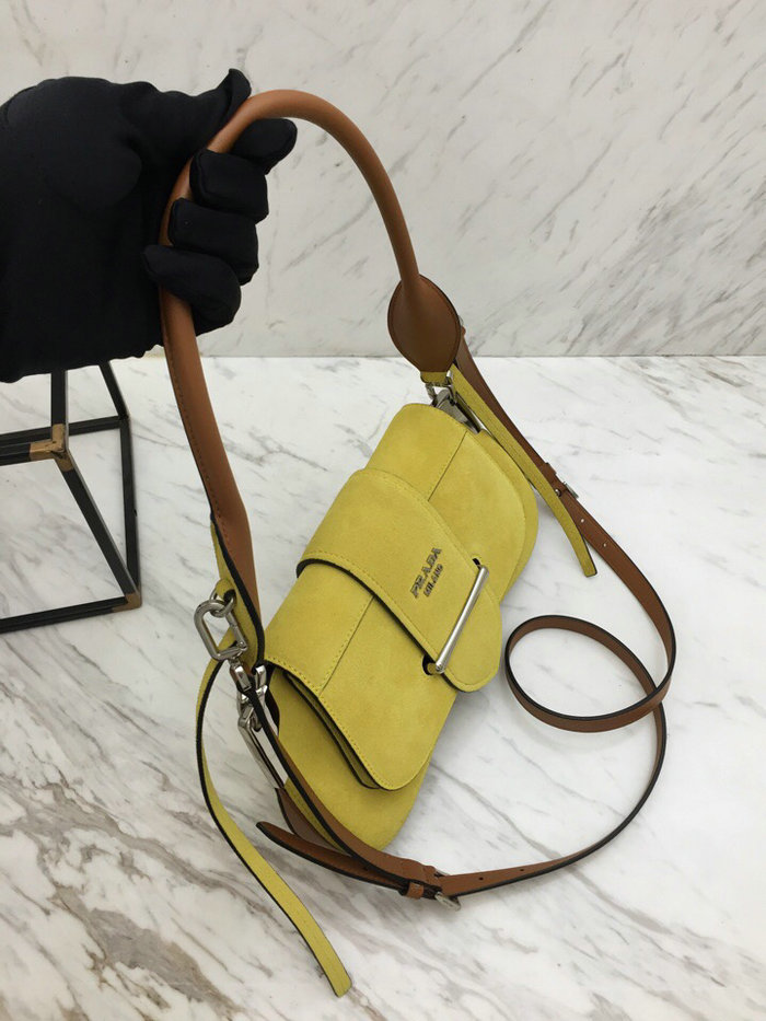 Prada Sidonie Suede Shoulder Bag Yellow 1BD168