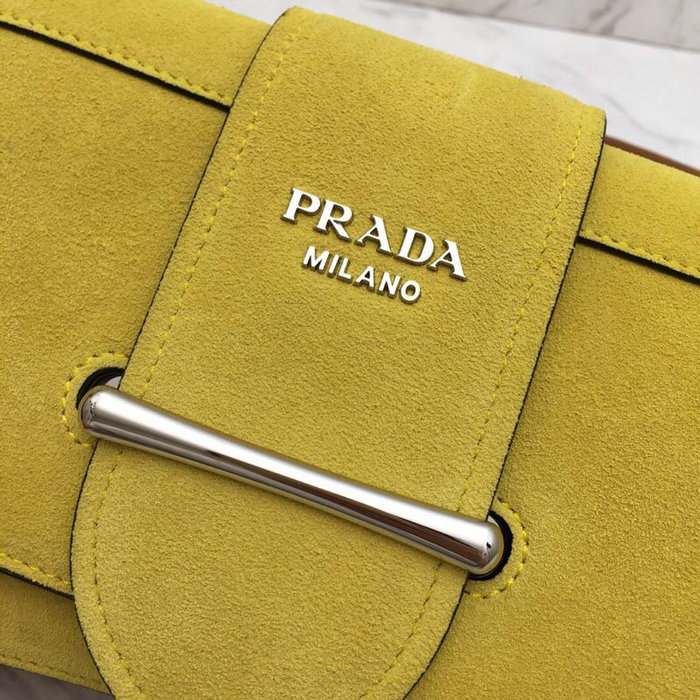 Prada Sidonie Suede Shoulder Bag Yellow 1BD168