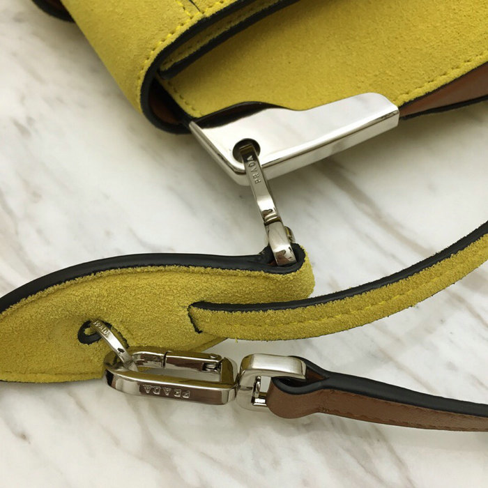 Prada Sidonie Suede Shoulder Bag Yellow 1BD168