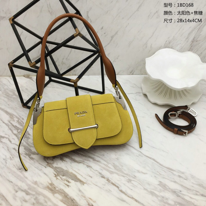 Prada Sidonie Suede Shoulder Bag Yellow 1BD168