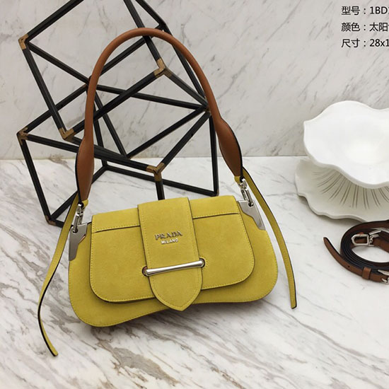 Prada Sidonie Suede Shoulder Bag Yellow 1BD168