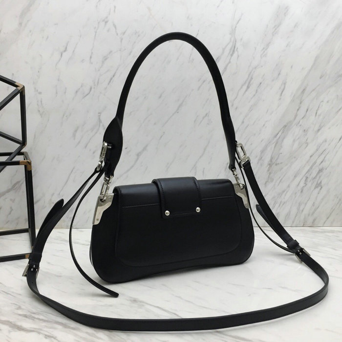 Prada Sidonie Two-tone Leather Shoulder Bag Black 1BD168