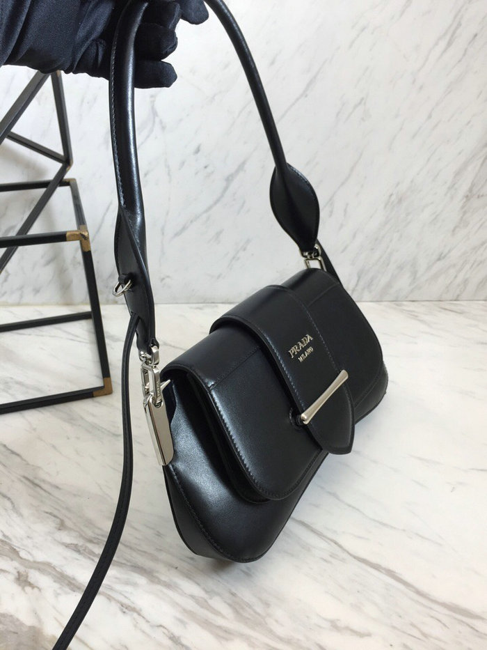 Prada Sidonie Two-tone Leather Shoulder Bag Black 1BD168