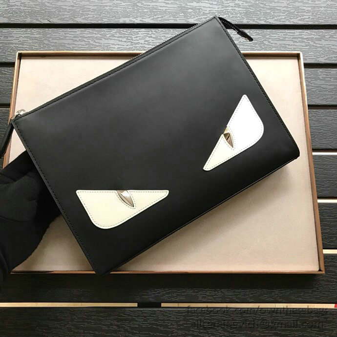 Fendi Calfskin Clutch Bag Black F84331