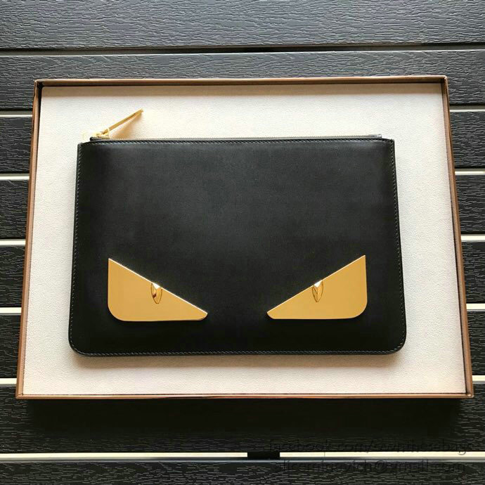 Fendi Calfskin Clutch Bag Black F86711